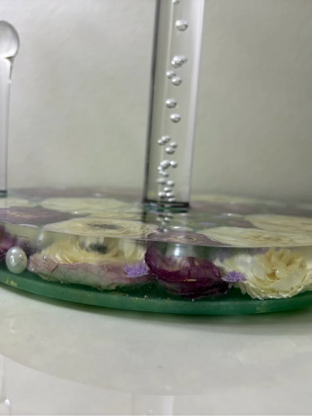Purple & Cream Floral Resin Paper Towel Holder